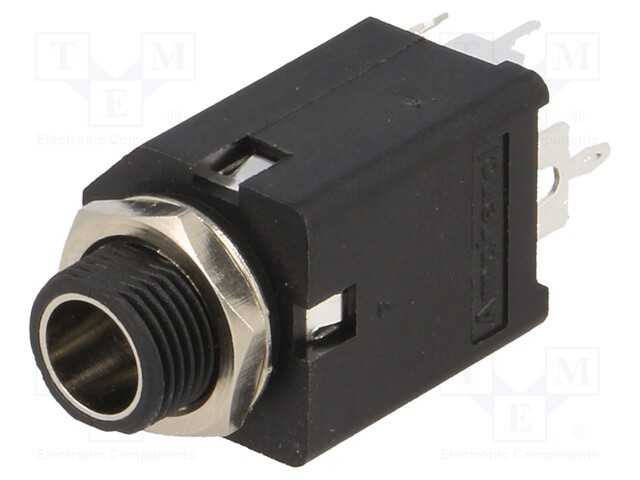 Socket; Jack 6,35mm; female; stereo; with on/off switch; straight