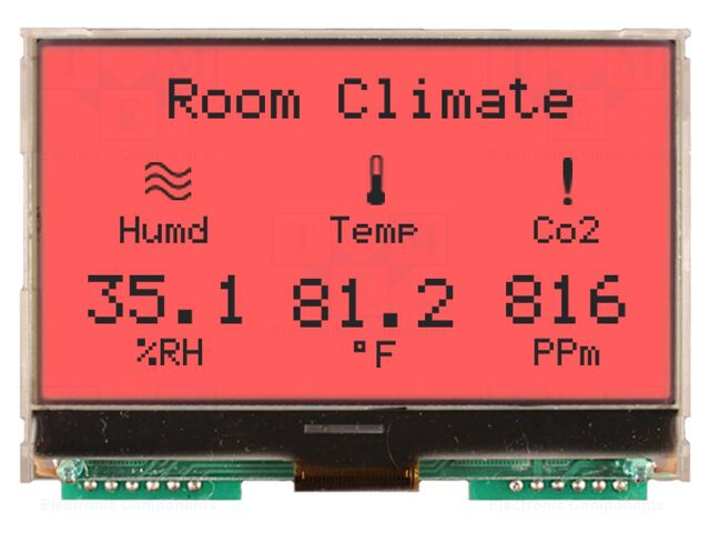 Display: LCD; 128x64; FSTN Positive; red; 80x54x10.2mm; LED; 3.3V