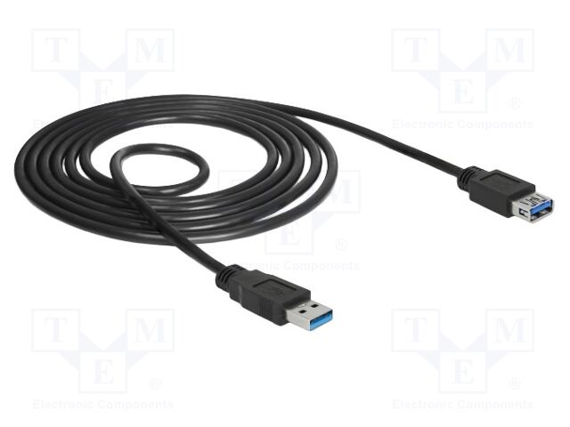 Cable; USB A socket,USB A plug; gold-plated; 1.5m; black; Cu