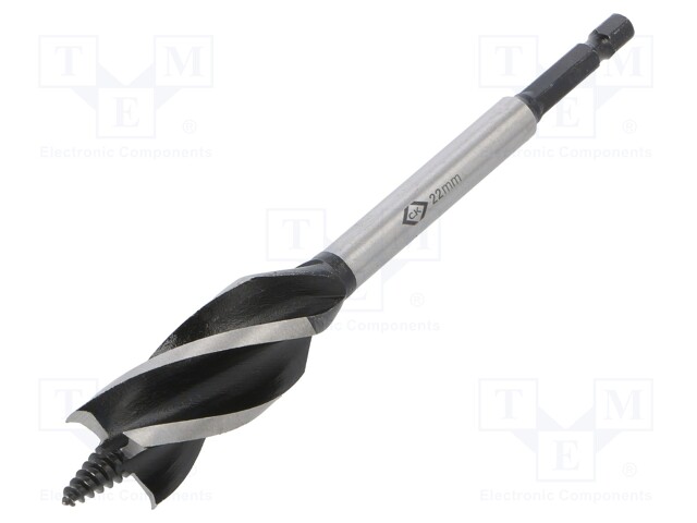 Drill bit; wood; Ø: 22mm; Overall len: 160mm; Mounting: hexagonal