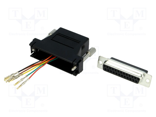 Transition: adapter; RJ12 socket,D-Sub 25pin female; black