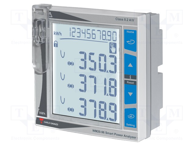 Power quality analyser; In.imp: 1.6MΩ; 96x96x50.1mm; 40÷440Hz
