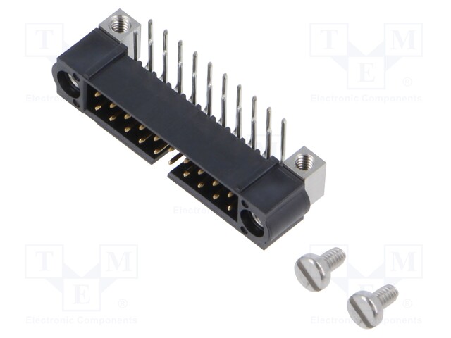 10+10 Pos. Male DIL Horizontal Throughboard Conn. Jackscrews
