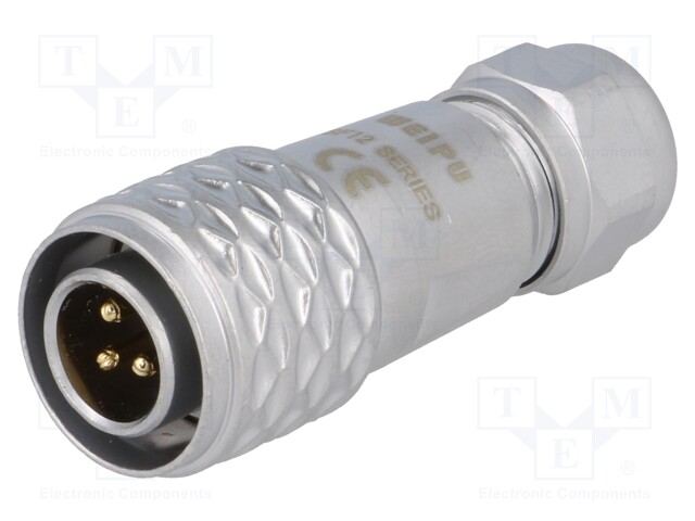 Plug; male; SF12; PIN: 3; IP67; 4÷6.5mm; 13A; soldering; for cable