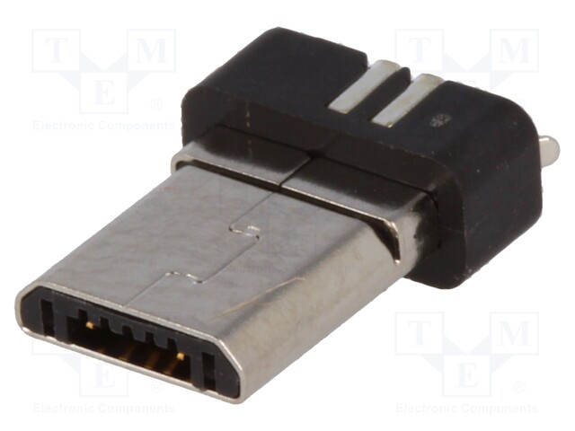 Plug; USB B micro; for molding; soldering; PIN: 5; USB 2.0; 0.65mm