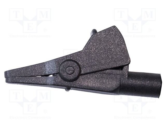 Crocodile clip; 10A; 300V; Grip capac: max.7mm; black; plug
