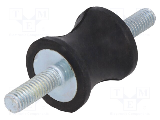 Vibration damper; M6; Ø: 21mm; rubber; L: 22mm; Thread len: 18mm