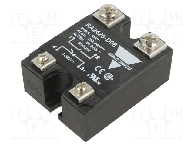 Relay: solid state; Ucntrl: 3÷32VDC; 25A; 24÷280VAC; -20÷70°C