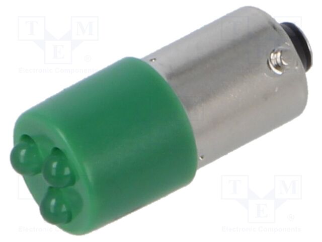 Indicator: LED; BA9S,T10; green; plastic; 230VAC; -20÷60°C