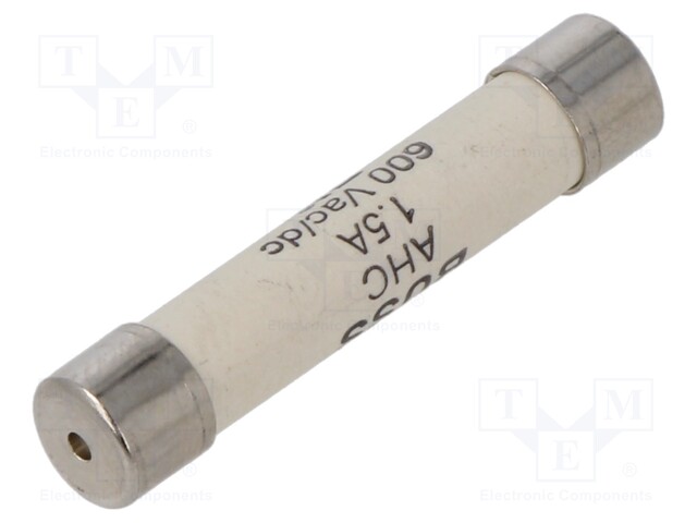 Fuse: fuse; quick blow; 1.5A; 600VAC; 600VDC; ceramic,cylindrical