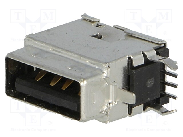 Socket; USB A; on PCBs; THT; PIN: 4; side,angled 90°