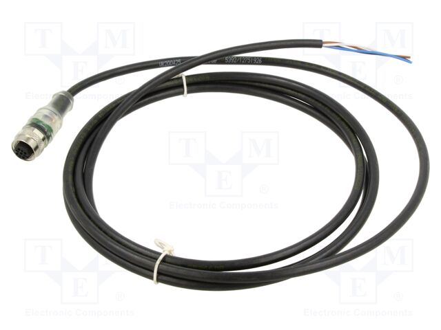 Connection lead; M12; PIN: 4; straight; 2m; plug; 4A; LED; -30÷90°C