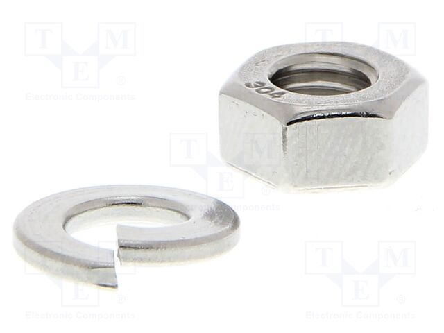 Nut M6; Kit: spring washer; stainless steel