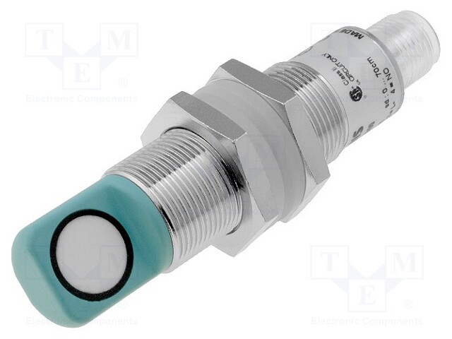 Sensor: ultrasonic; angular; Range: 0÷0.7m; PNP / NO; Housing: M18