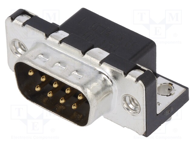 D-Sub; PIN: 9; socket; LD; male; Locking: screws; angled 90°; THT