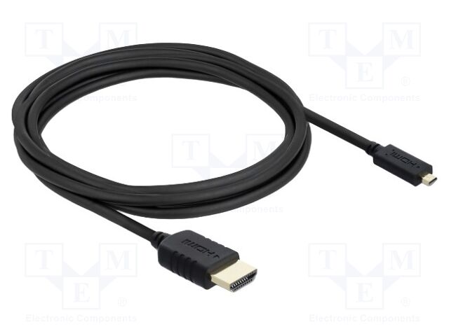 Cable; HDMI plug,micro HDMI plug; Len: 3m; black; 30AWG; 48Gbps