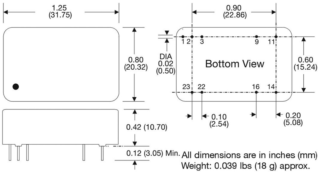 Isolated Board Mount DC/DC Converter, Railway, 2 Output, 8 W, 15 V, 265 mA, -15 V