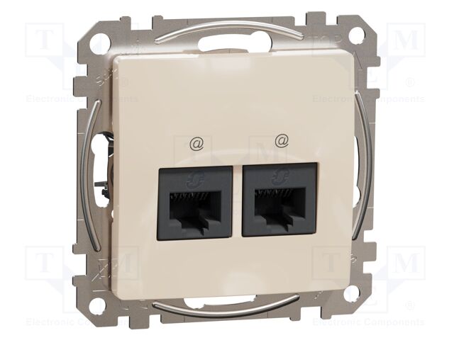 Data socket dual; IP20; plaster embedded,in mounting box; beige