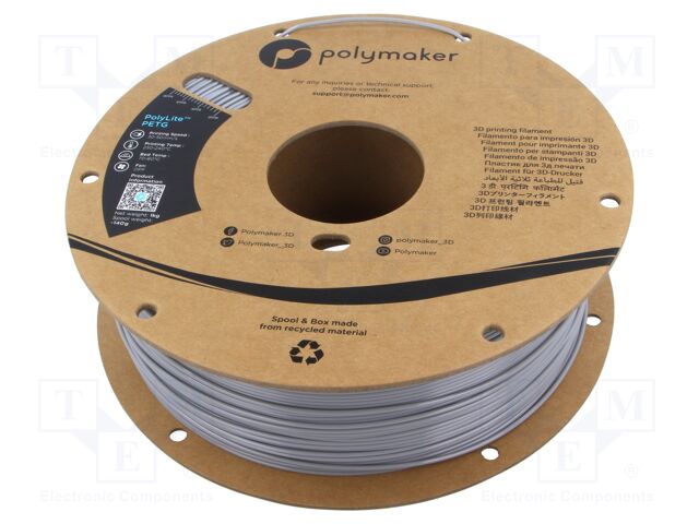 Filament: PET-G; 1.75mm; grey; 230÷240°C; 1kg; Table temp: 70÷80°C