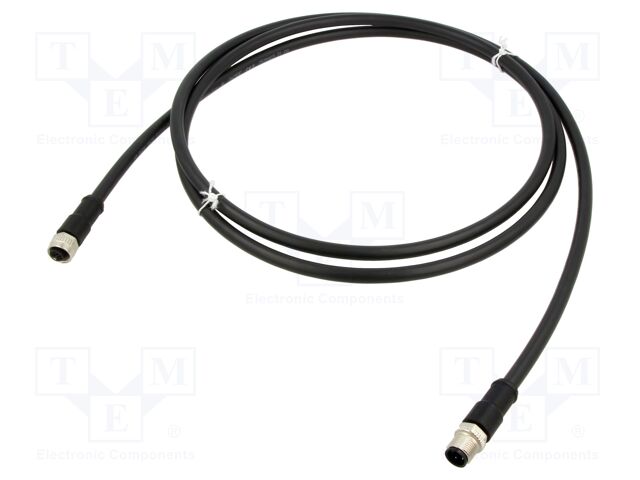 Connection lead; M12; PIN: 4; 2m; plug; 250VAC; 8A; 763; -30÷80°C; PUR
