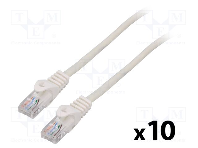 Patch cord; U/UTP; 5e; stranded; CCA; PVC; white; 2m; 26AWG; Cores: 8