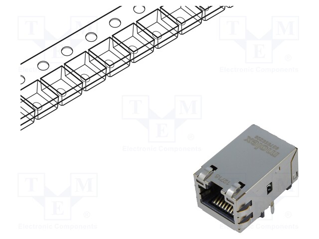Socket; RJ45; MXMag; PIN: 8; shielded,with LED; gold-plated; THT