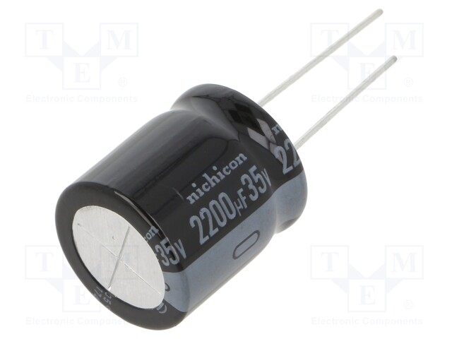 Capacitor: electrolytic; THT; 2200uF; 35VDC; Ø18x20mm; Pitch: 7.5mm