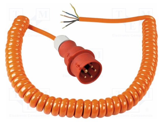 Cable; 5G1.5mm2; IEC 60309 3P+N+PE plug,wires; PUR; orange; 16A