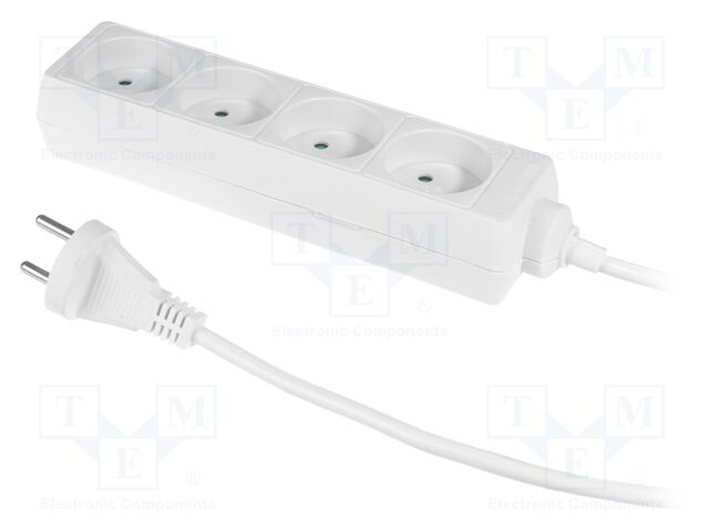 Mains; Schuko; Sockets: 4; CEE 7/5 (E) socket,CEE 7/7 (E/F) plug