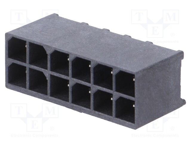Socket; wire-board; male; Mega-Fit; 5.7mm; PIN: 12; Layout: 2x6; 23A
