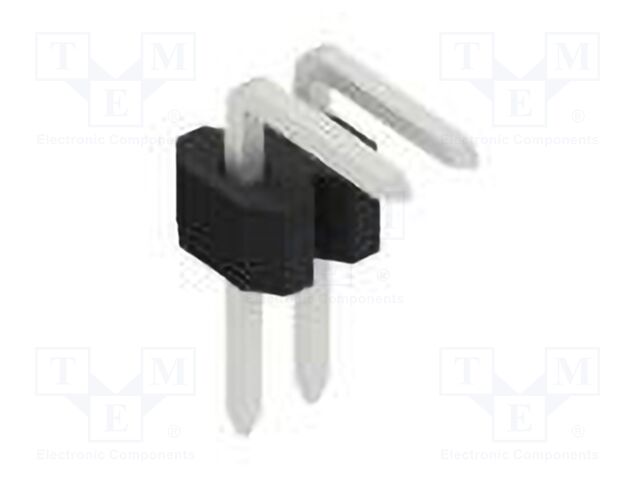 Connector: pin strips; pin header; male; PIN: 2; 1.27mm; THT; 1x2
