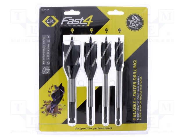 Tool accessories: drill set; Pcs: 4; Ø: 16mm,20mm,25mm,30mm