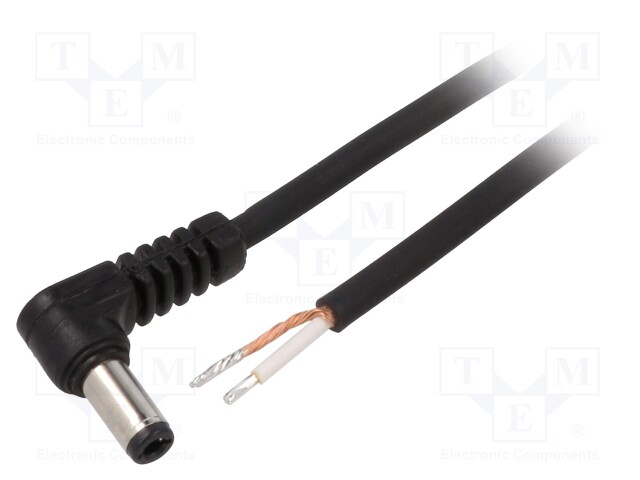 Cable; wires,DC 5,5/2,5 plug; angled; 0.75mm2; black; 1.5m