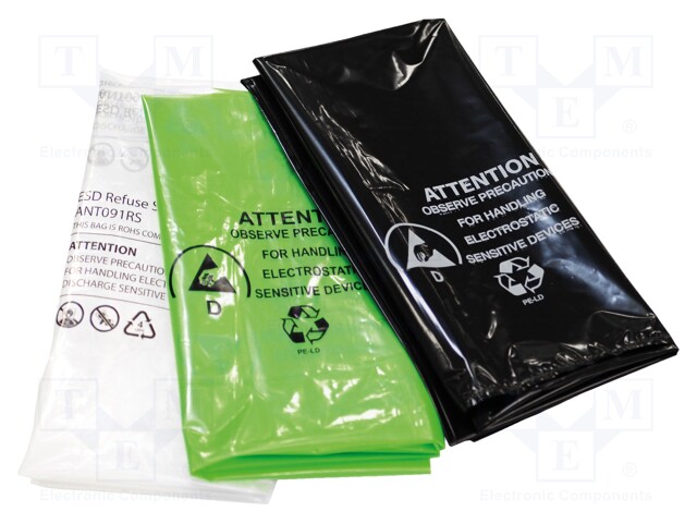 Waste bag; ESD; 110l; 100pcs; black; <100GΩ