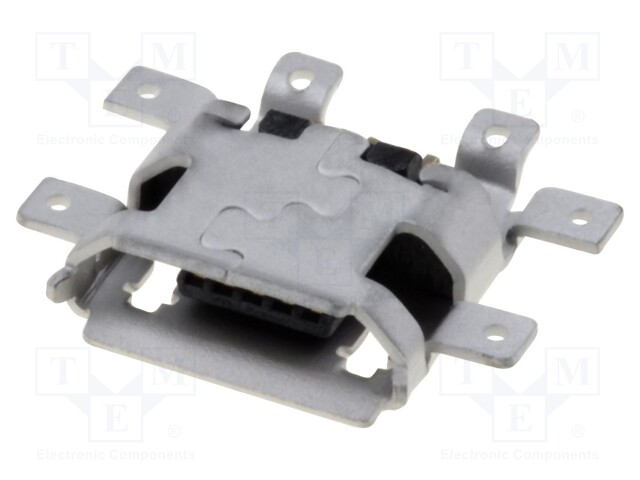 Socket; USB B micro; SMT; PIN: 5; middle board mount; USB 2.0
