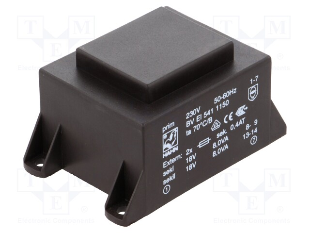 Transformer: encapsulated; 16VA; 230VAC; 18V; 18V; 445mA; 445mA