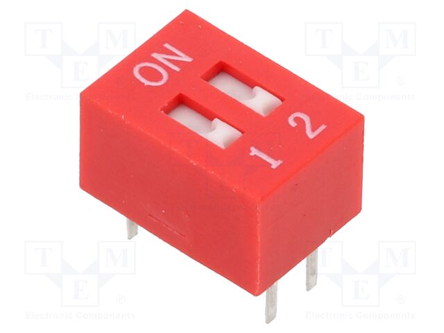 Switch: DIP-SWITCH; Poles number: 2; OFF-ON; 0.025A/24VDC; Pos: 2/2