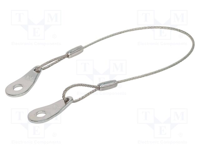 Retaining cable; with 2 mounting tabs; stainless steel; 150mm