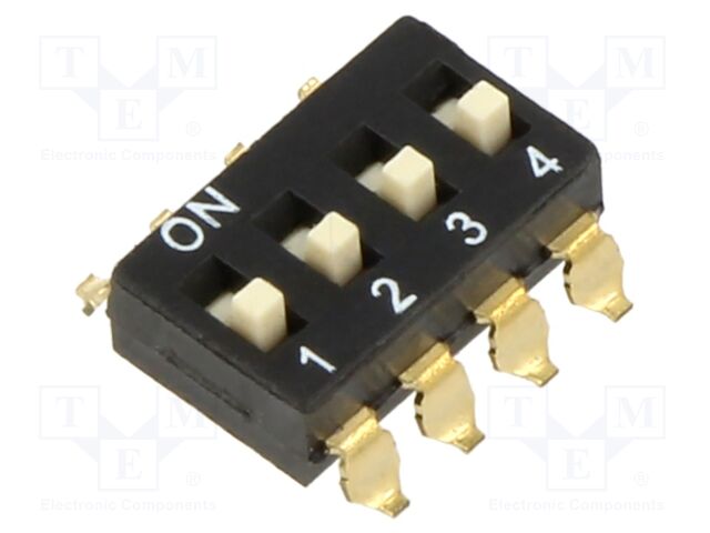 Switch: DIP-SWITCH; Poles number: 4; OFF-ON; 0.025A/24VDC; Pos: 2/4
