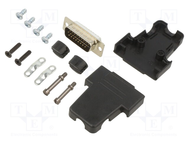D-Sub; PIN: 26; plug; male; soldering; for cable; black