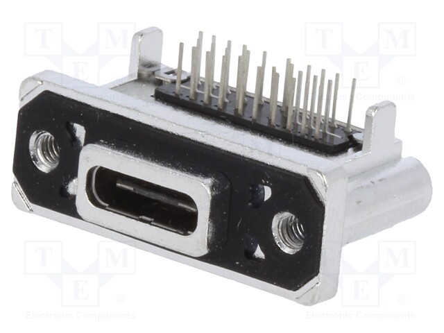 Socket; USB C; THT; angled 90°; USB 3.1; IP67; gold-plated; 5A