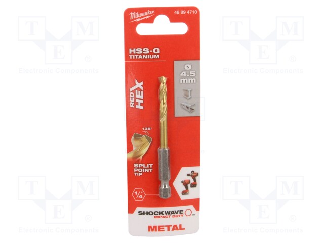 Drill bit; for metal,impact; Ø: 4.5mm