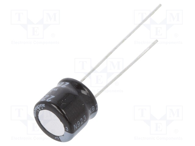 Capacitor: electrolytic; THT; 22uF; 50VDC; Ø8x7mm; Pitch: 3.5mm