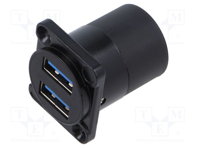 Coupler; USB A socket x2,both sides; for panel mounting,screw
