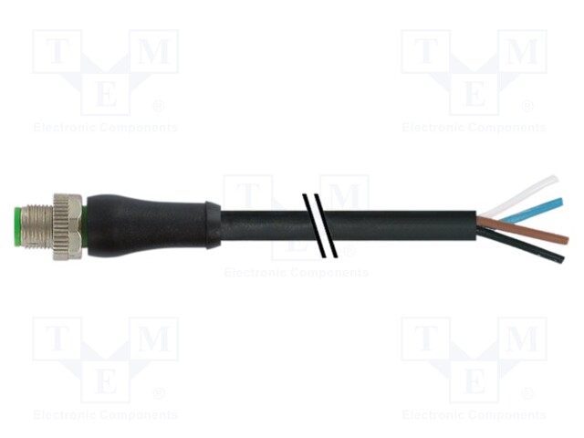 Connection lead; male; IP67; 63VAC; 63VDC; 12A; 3m; PIN: 4; plug
