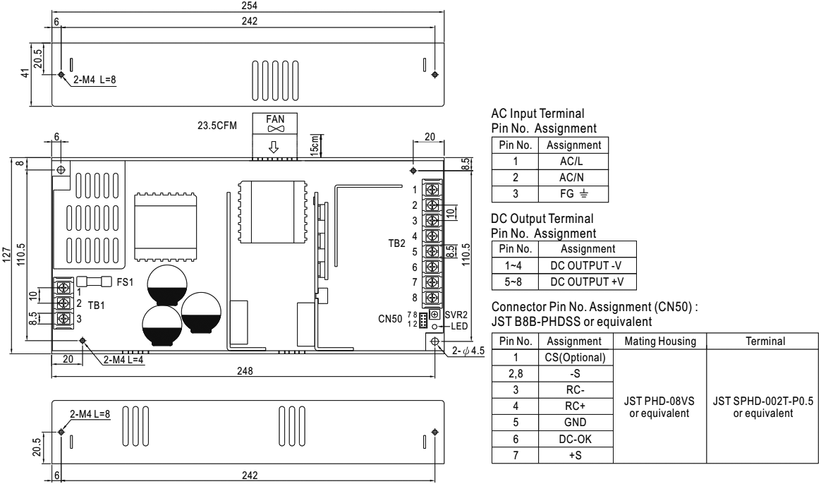 Power supply: switched-mode; modular; 502W; 15VDC; 254x127x41mm
