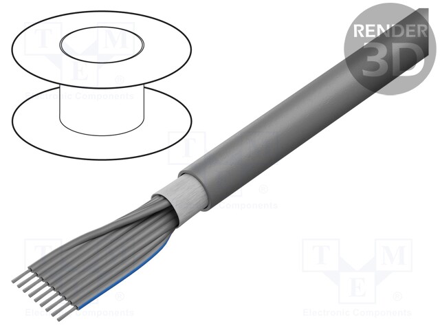 Wire: ribbon; round; 1.27mm; stranded; Cu; 37x28AWG; unshielded; PVC