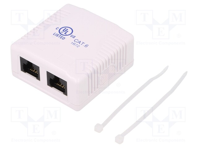 Socket; RJ45; Cat: 6; double,unshielded; Layout: 8p8c; Colour: white