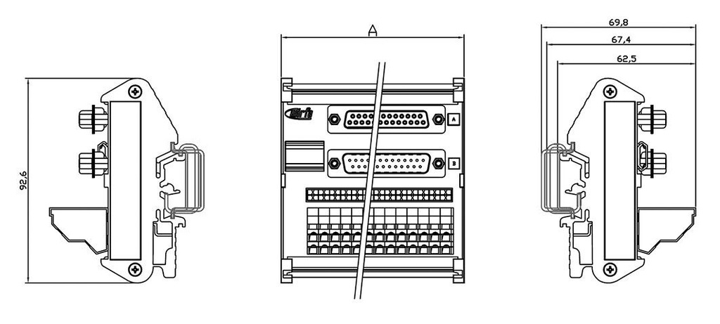 Transition module; Temp: -20÷60°C; W: 109mm; D: 68.5mm; H: 92.6mm