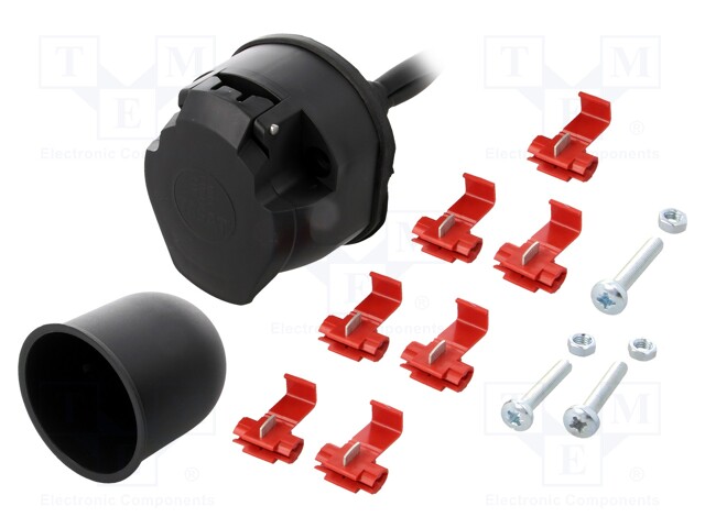 Connector: automotive; socket; PIN: 7; nickel plated; 12VDC; brass
